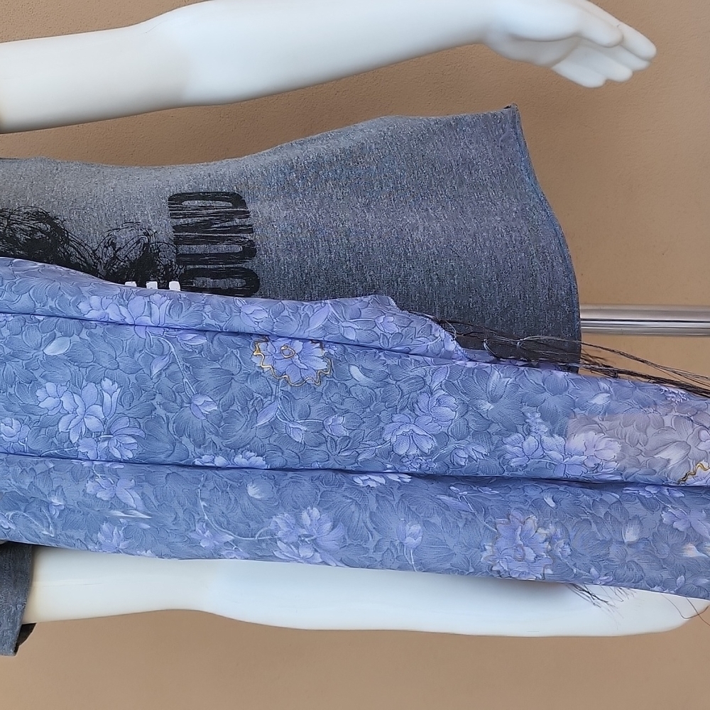 Oversized Handmade Scarf Wrap Sarong Cover Up from Indonesia Periwinkle Floral - Picture 15 of 16